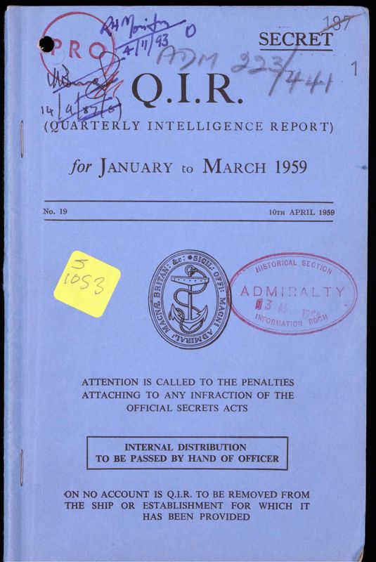 View document: Admiralty: Quarterly Intelligence, 1959.