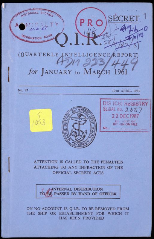 View document: Admiralty: Quarterly Intelligence, 1961.