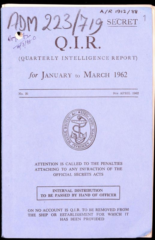 View document: Admiralty: Quarterly Intelligence, 1962.