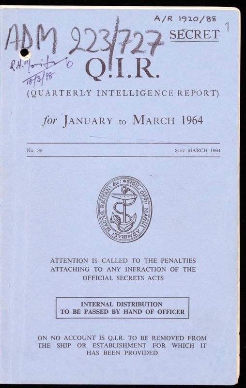 View document: Admiralty: Quarterly Intelligence, 1964.