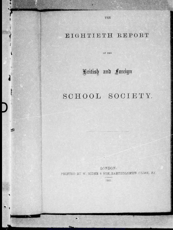 View document: British and Foreign Schools, 1885-1889.