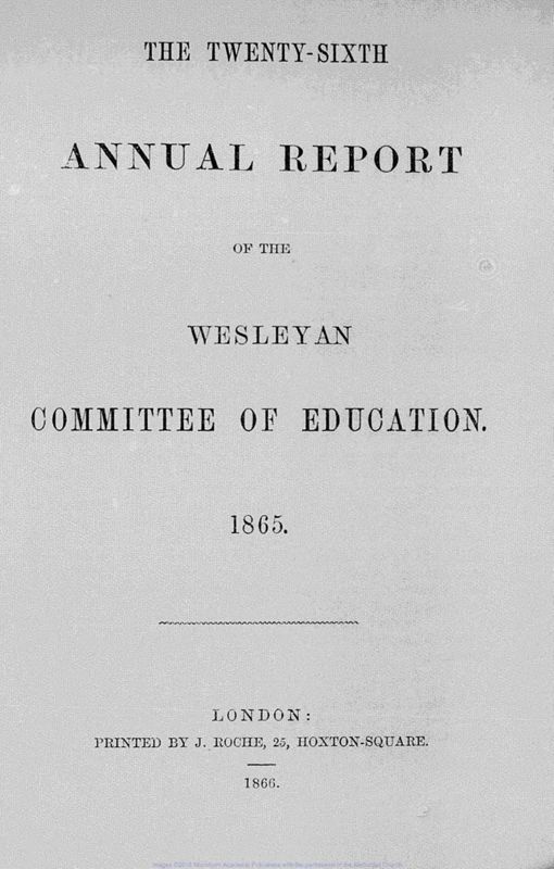 View document: Annual reports on Wesleyan education, 1865-1869.