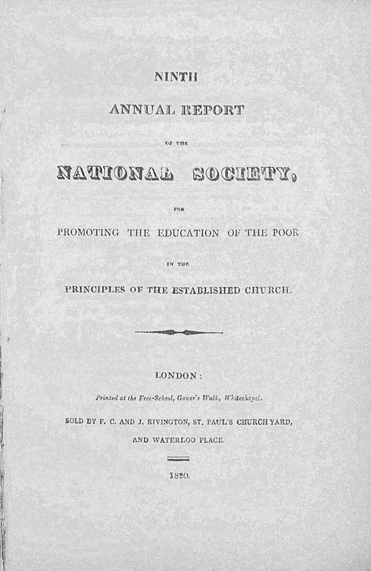 View document: National Society schools, 1820-1824.
