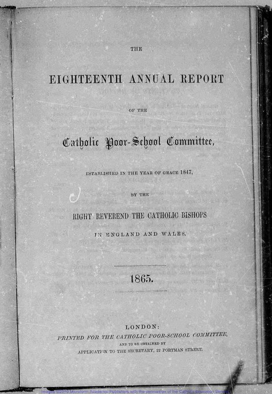View document: Catholic Poor School, 1865-1869.