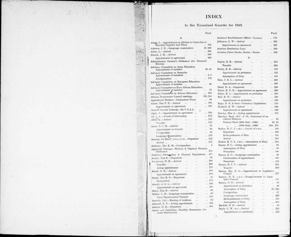 View document: Nyasaland Gazette 1949-1951.