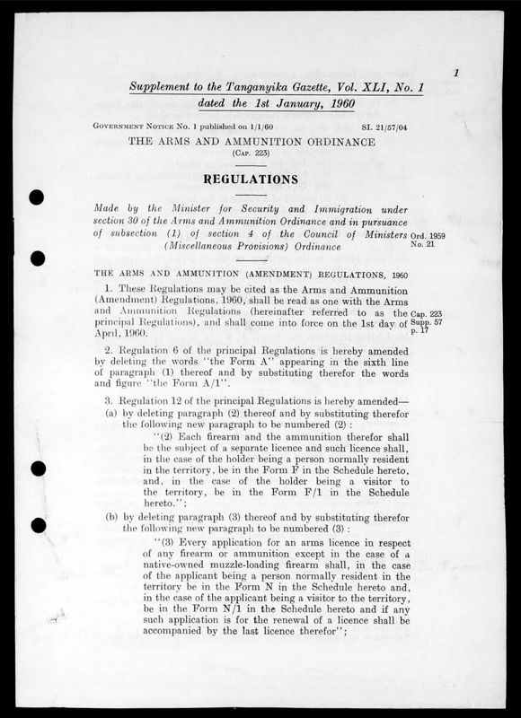 View document: Tanganyika Gazette Supplements cont., 1960.