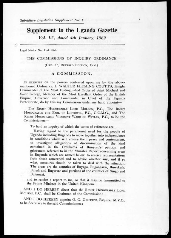 View document: Uganda Gazette Part 2, 1962.