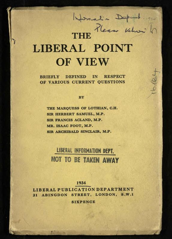 View document: Liberal policy papers, 1918-1934.
