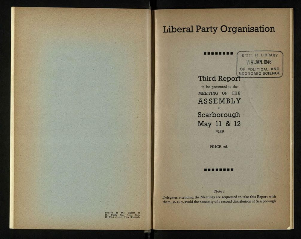 View document: Liberal Party Organisation reports, 1939-1954.