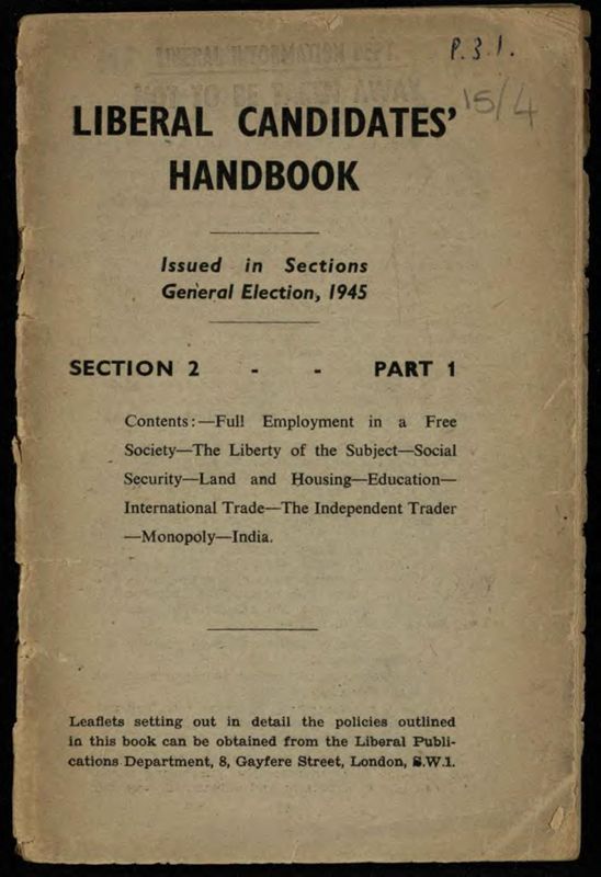 View document: Liberal representatives' handbooks, 1945-1956.