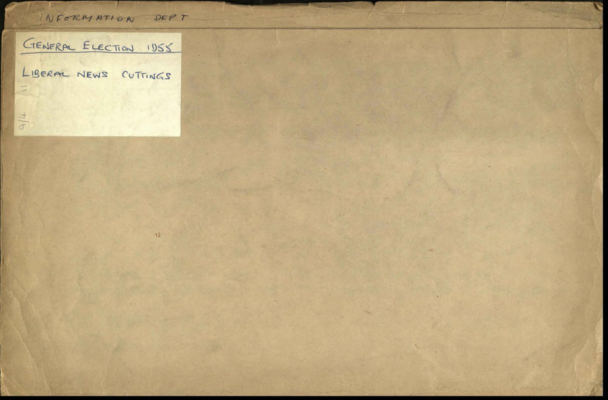 View document: General Election and Liberal news cuttings, 1955-1958.