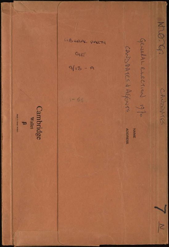 View document: General Election papers, 1970.