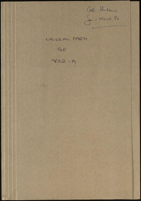 View document: General Election papers, 1987.
