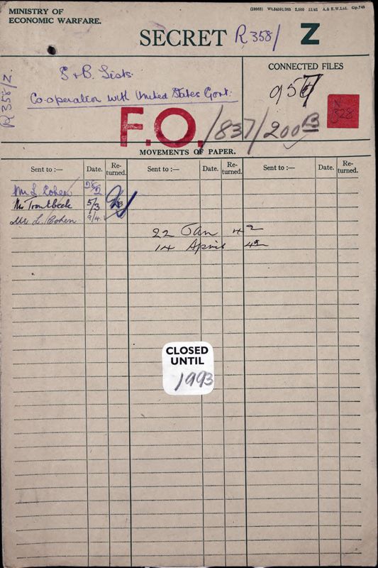 View document: The Ministry of Economic Warfare and the US government: statutory records and Black List, Jan-Apr 19.
