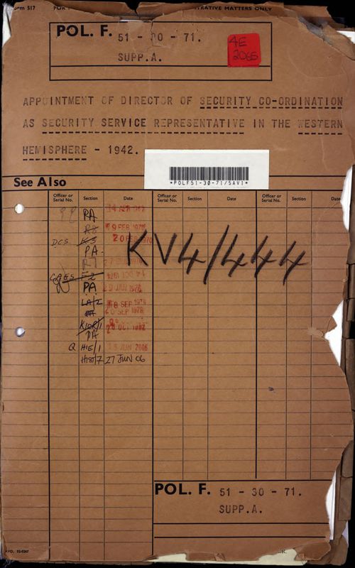 View document: Appointment of William Stephenson as Security Service Representative in the Western Hemisphere, 1942.