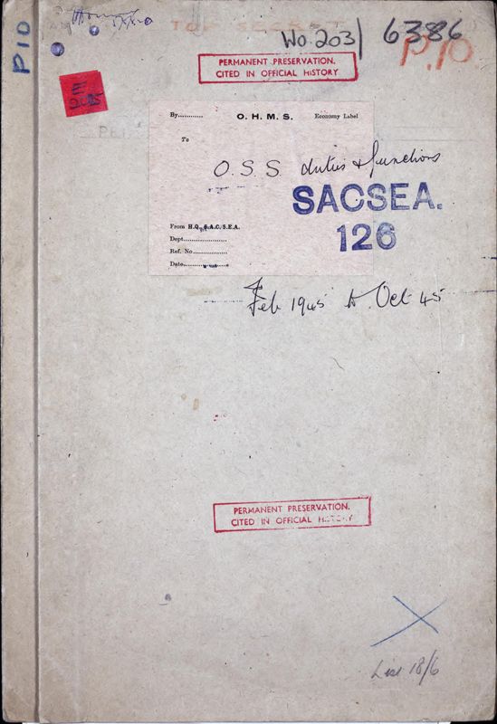 View document: The role of US security services within the South East Asia Command, 1945.