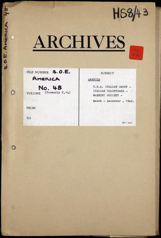View document: Italian anti-fascist volunteers, with Italian documents and a newspaper cutting, 1942.