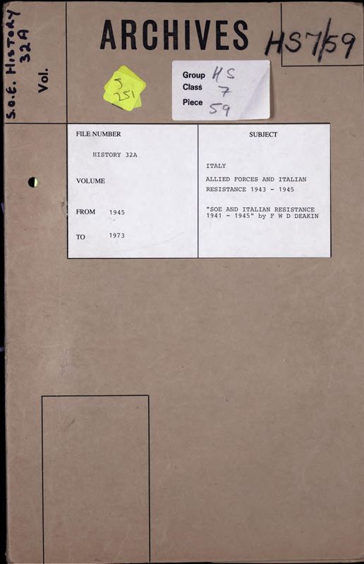 View document: British forces and the Italian resistance, 1941-1945.