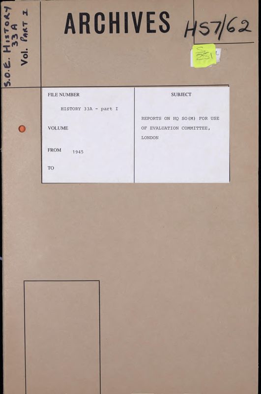 View document: Reports on the British visit to their Italian Special Operations Headquarters, 1945 (part 1).