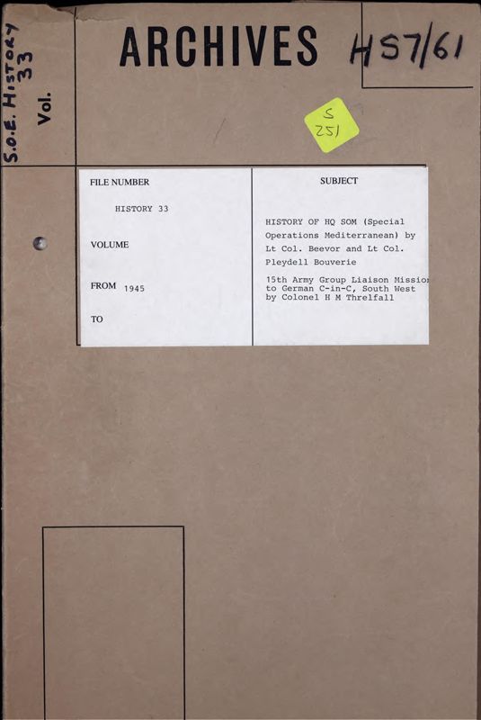 View document: 15th army group liaison mission to German Chief-in-Command in Italy, 1945.
