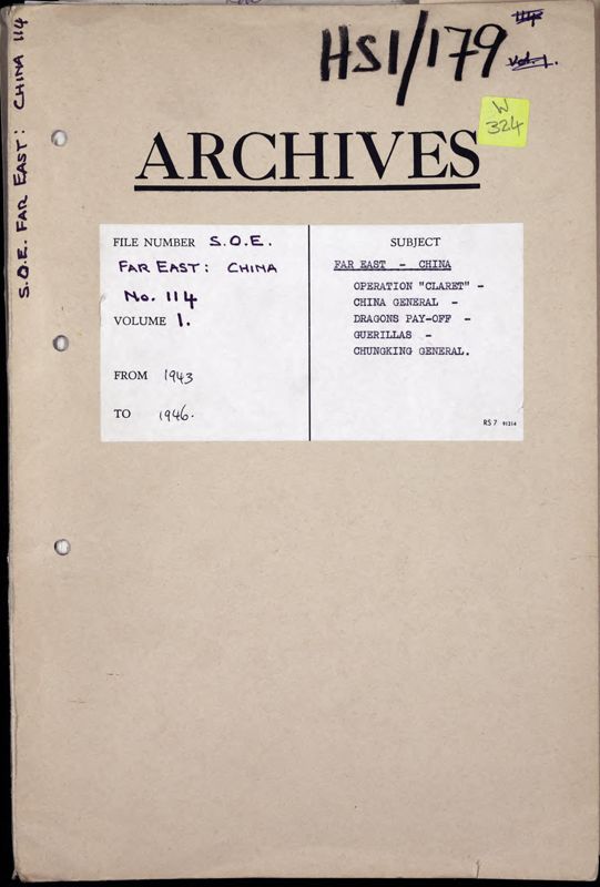 View document: Operation Claret: personnel and missions in China, 1943-1946.