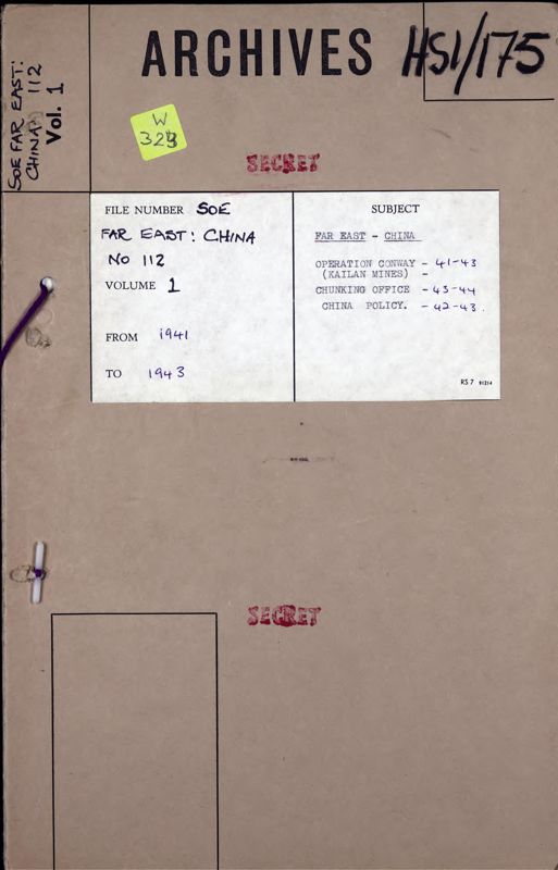 View document: China policy, and Operation Conway: Kailan mines, 1941-1943.
