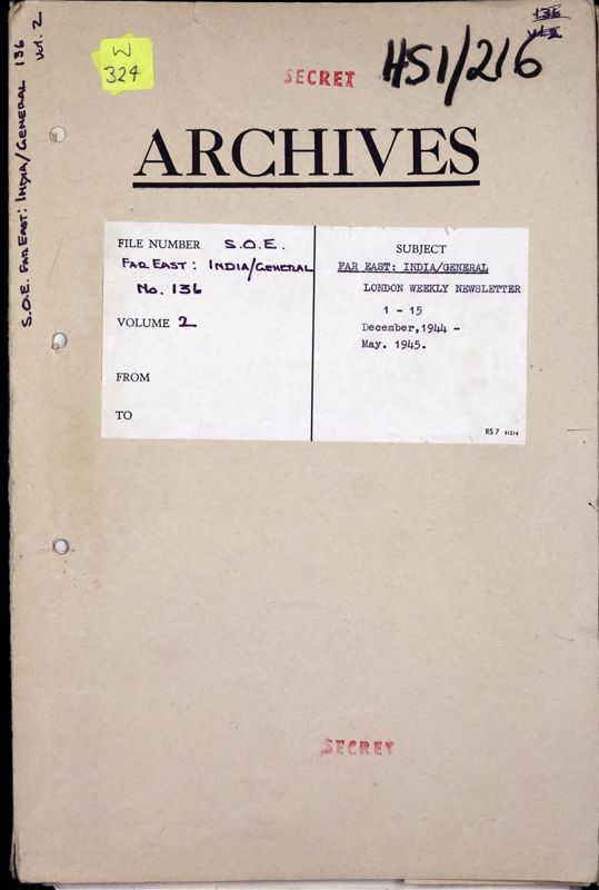View document: London weekly newsletters on India, vols 1-20, 1944-1945.