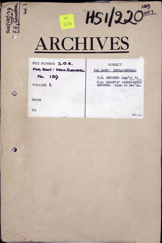 View document: Fortnightly reports from India, and Special Forces' Force 136, 1941-1945.
