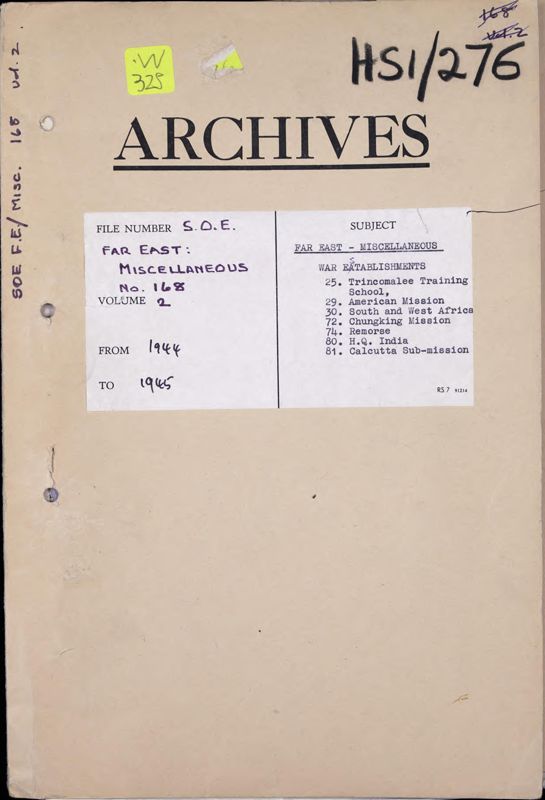 View document: British and US war establishments in India, Africa and China, 1944-1945.