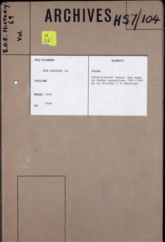 View document: Consolidated report and maps for operations in Myanmar from 1941 to 1945, with 5 maps.