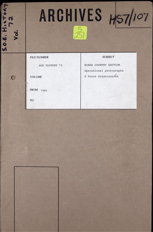 View document: Operational photographs, negatives and a map, 1945.