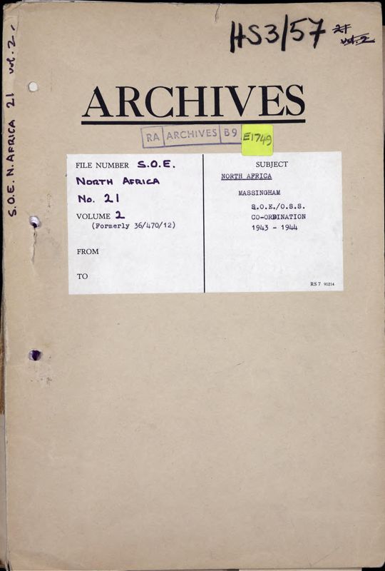 View document: US and UK coordination in Algiers on the Massingham campaign, 1943-1944.