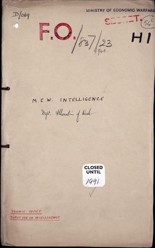 View document: Work on economic warfare, and the economic blockade of Germany, 1939-1940.