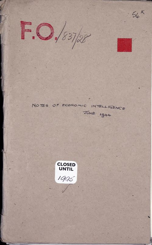 View document: Economic Intelligence notes, by country, for weekly meetings, Apr - June 1944.