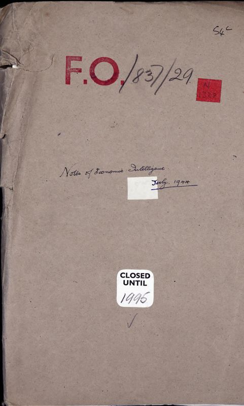 View document: Economic Intelligence notes, by country, for weekly meetings, July - Sept 1944.