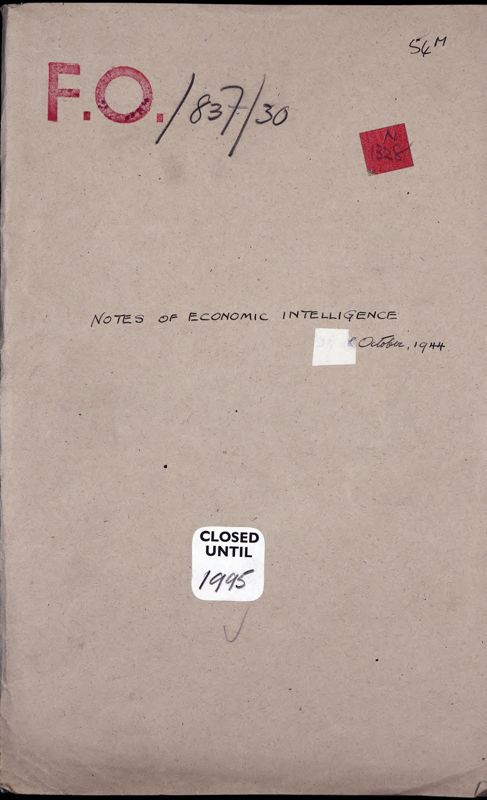 View document: Economic Intelligence notes, by country, for weekly meetings, Oct - Dec 1944.