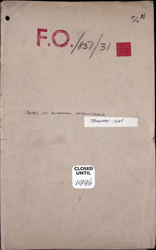 View document: Economic Intelligence notes, by country, for weekly meetings, Jan - May 1945.