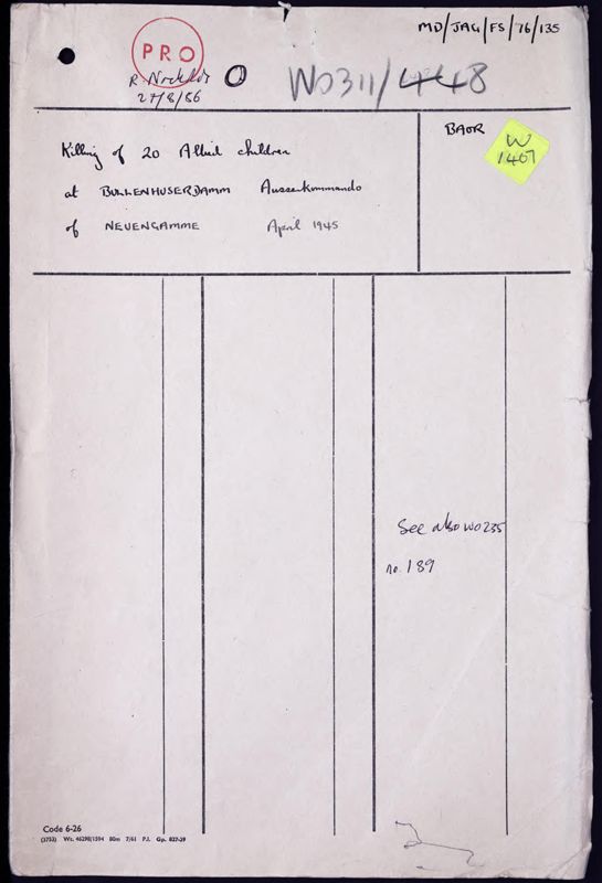 View document: Investigation into medical war crimes at Nueuengamme, 1948-1948.