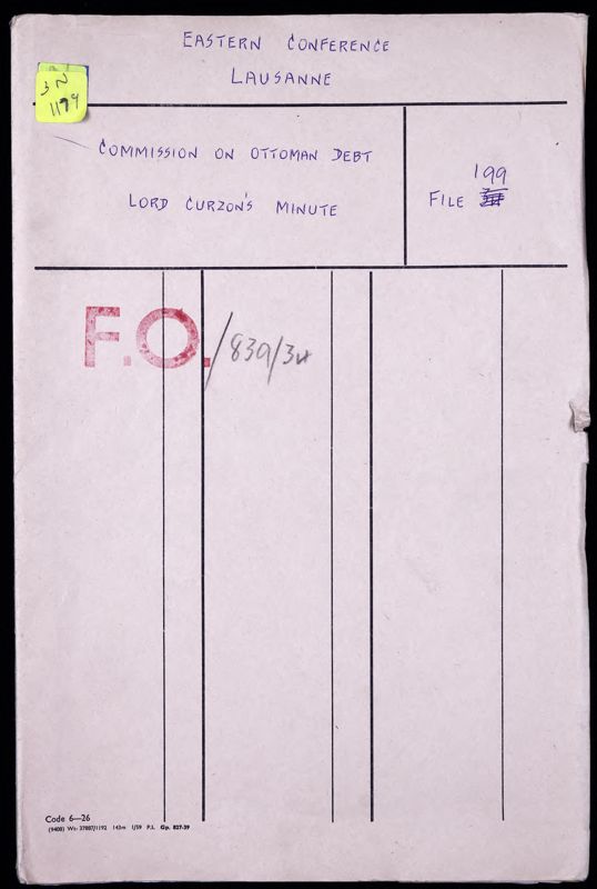 View document: Ottoman/Turkish war debts and economy, 1922-1924.