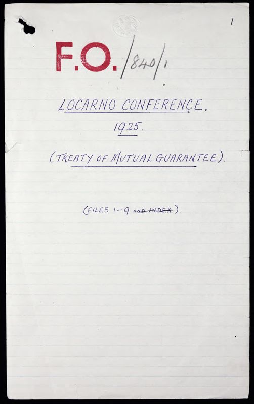 View document: Foreign Office memorandum on the Locarno Treaties, 1925.