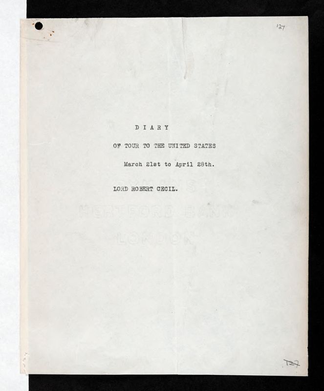 View document: Tour of United States, 1923.