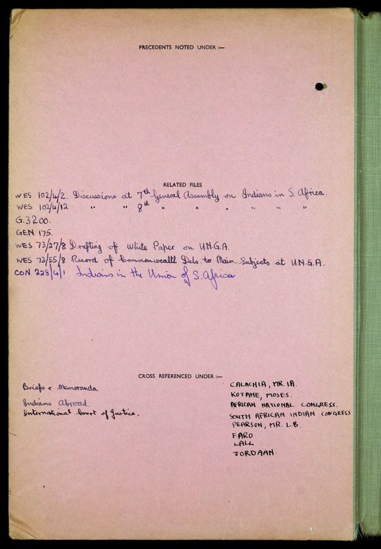 View document: DO 35/6973 - Discussions on Indians in South Africa at Ninth Session of UN General Assembly., 1954-1955.