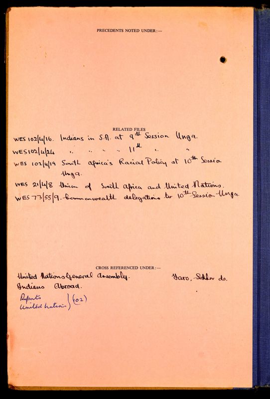 View document: DO 35/6974 - Discussions on Indians in South Africa at Tenth Session of UN General Assembly., 1955-1956.