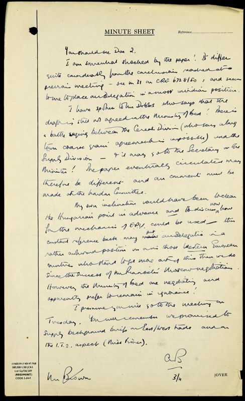 View document: BT 11/4523 - INTERNATIONAL ORGANISATIONS (CODE 13): Economic Commission for Europe: proposals for European grain agreement., 1950-1951.