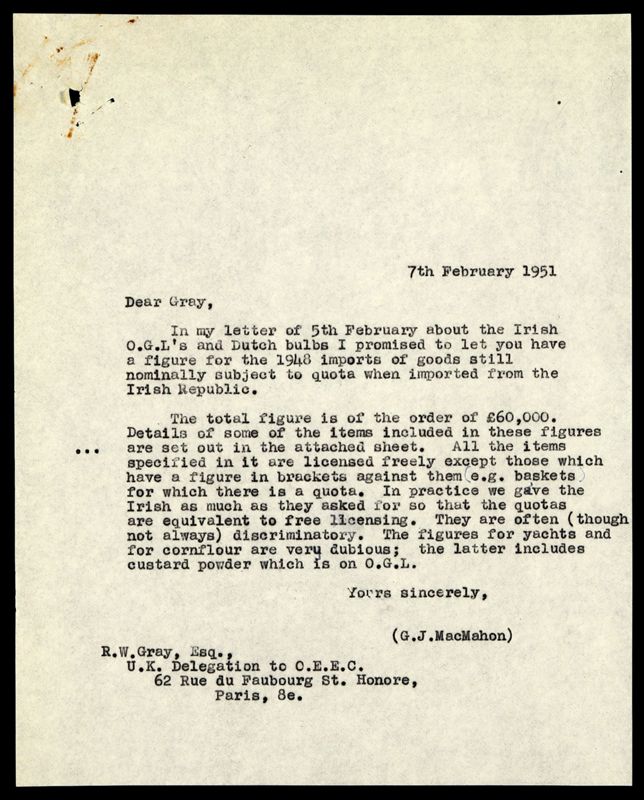 View document: BT 11/4633 - INTERNATIONAL ORGANISATIONS (CODE 13): Organisation for European Economic Co-operation: demand for complete abolition of discrimination in liberalised trade., 1950-1951.