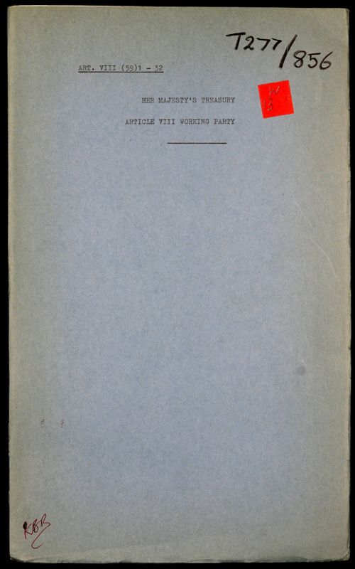 View document: International Monetary Fund: Article VIII working party: ART.VIII(59)1-32., Jan 1959 - Dec 1961.