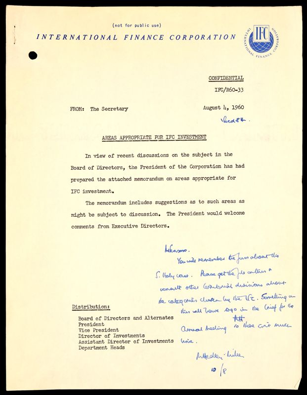 View document: T 236/6224 - International Finance Corporation: areas appropriate for investment., 1960.