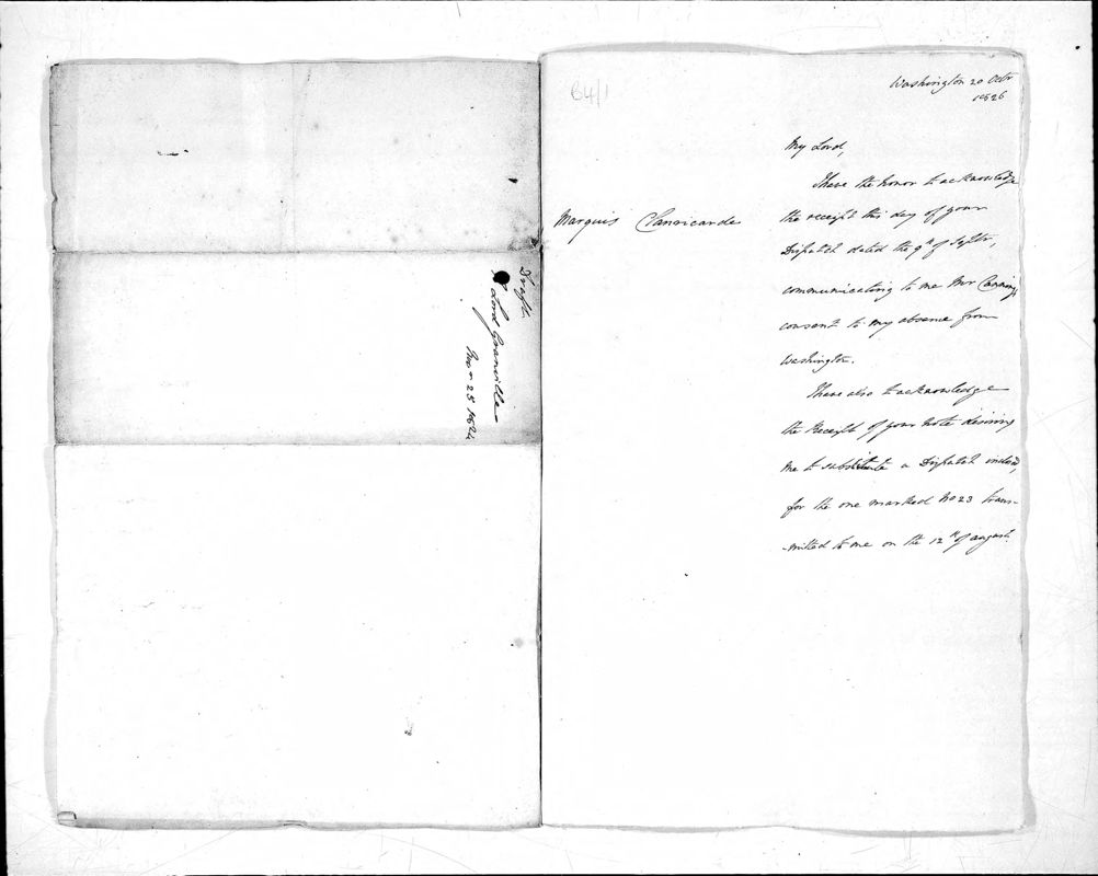 View document: Official correspondence, 1826-1828.