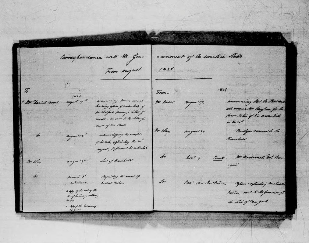 View document: Book 4 (i), Correspondence with the Government of the United States, 1825-1834.