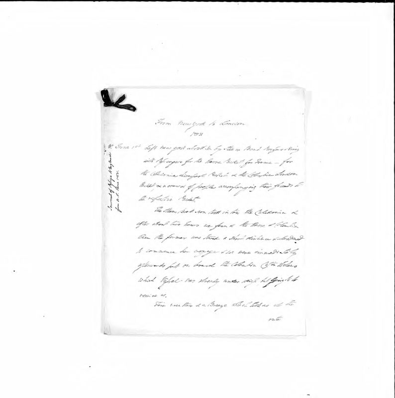 View document: Journal of voyage from New York to London, 1831.